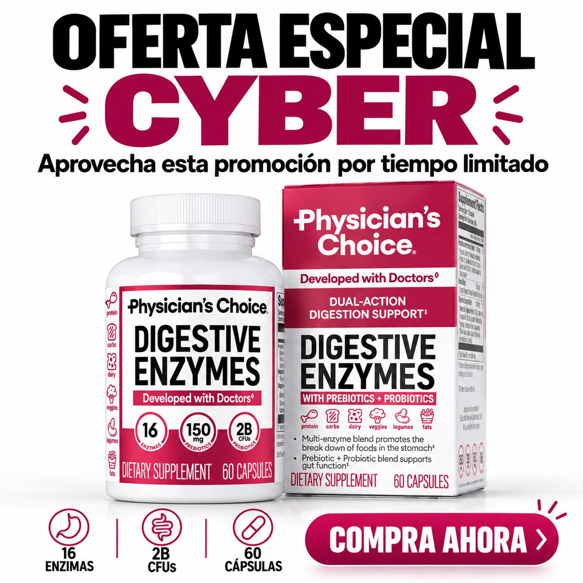 PHYSICIANS ENZIMAS DIGESTIVAS X 60 CAPS