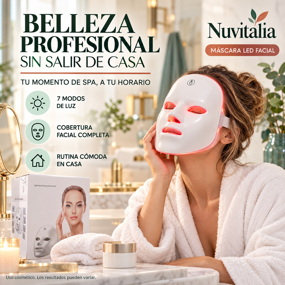 Máscara Facial Led 7 Colores Disfruta tu momento de spa en casa