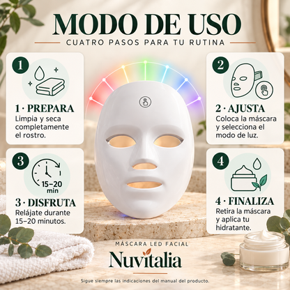Máscara Facial Led 7 Colores Disfruta tu momento de spa en casa