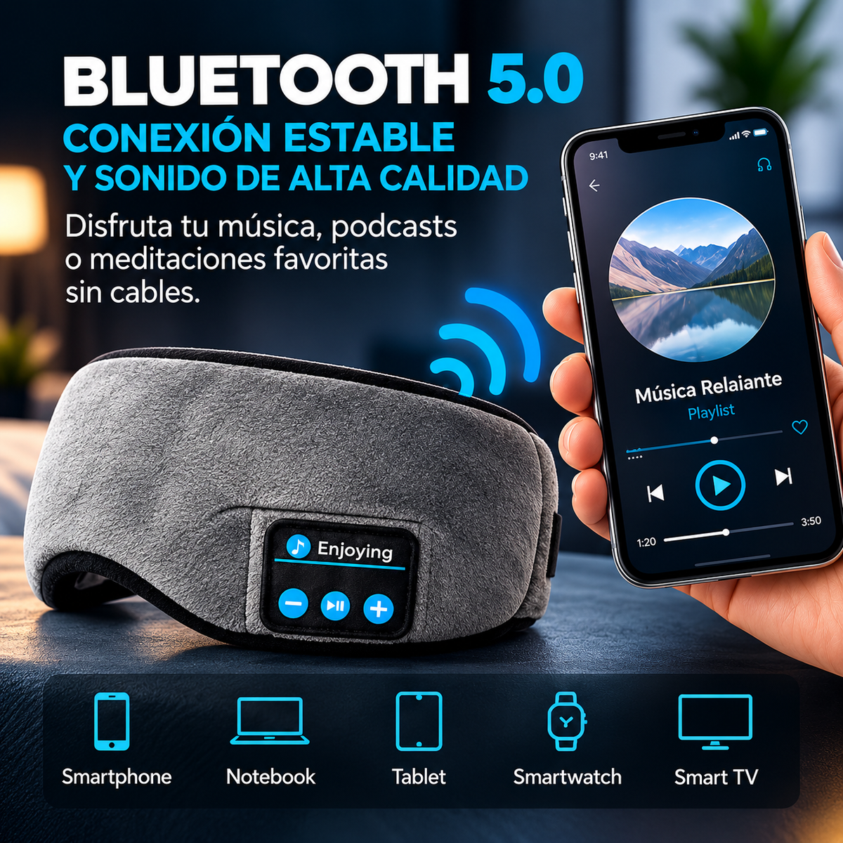 NuviSleep™ | Antifaz Bluetooth para Dormir Profundo