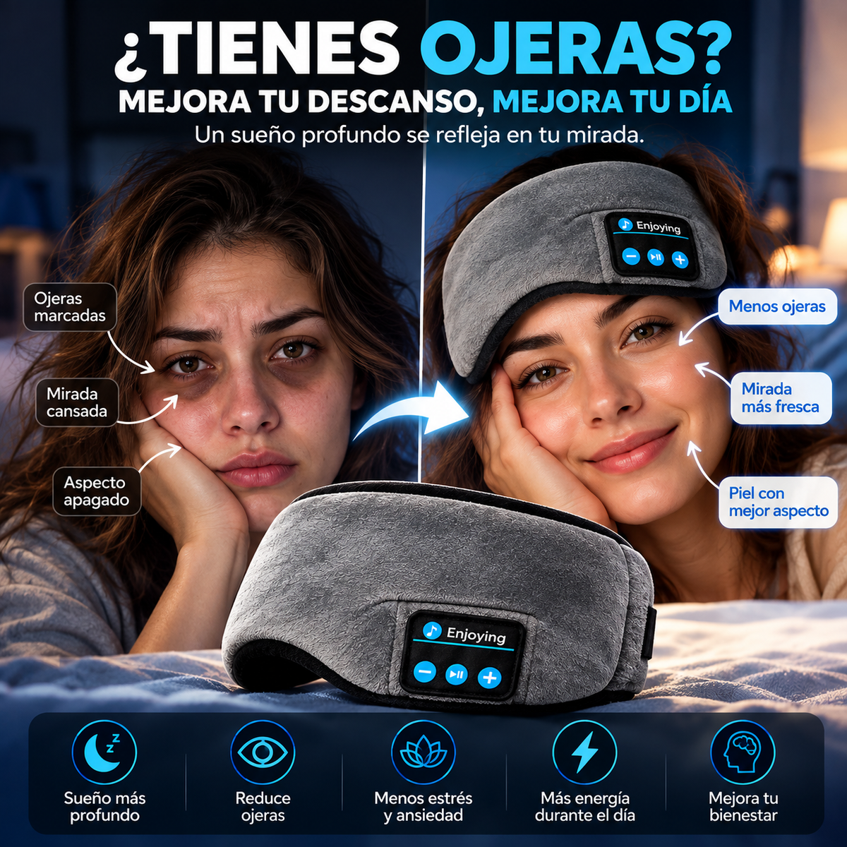 NuviSleep™ | Antifaz Bluetooth para Dormir Profundo